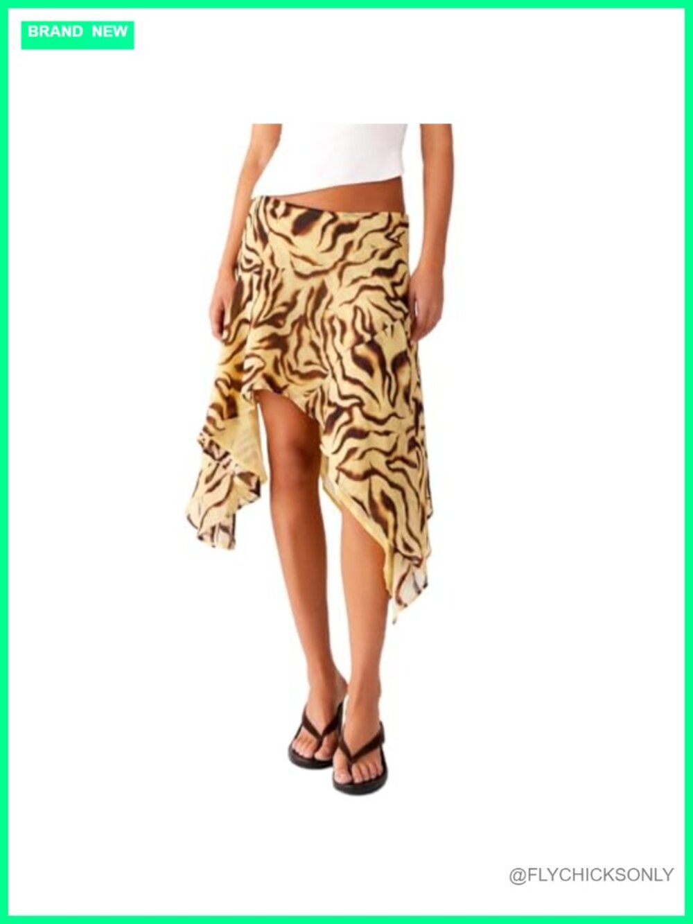 Mesh Ruffle Asymmetrical Midi Skirt Women Flowy